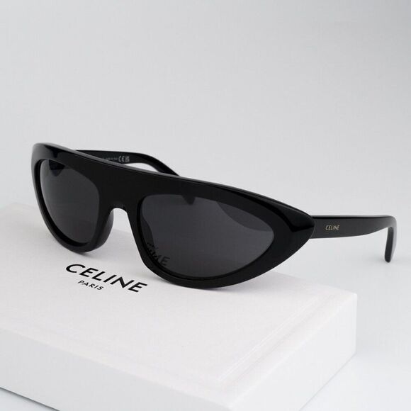 NEW Celine CL40261I 01A Black Dark Grey Wraparound Unisex Sunglasses CL 40261I main image 8